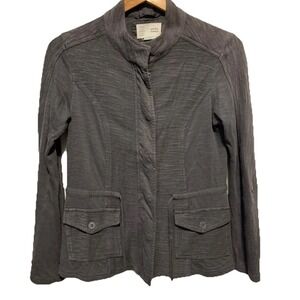 Anthro Saturday Sunday Utility Jacket Womens Size XS Grey Moto Drawstring‎ Waist